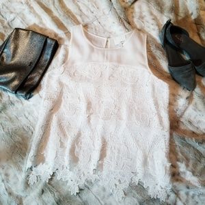 EUC • Greylin White Lace Tank • sz L